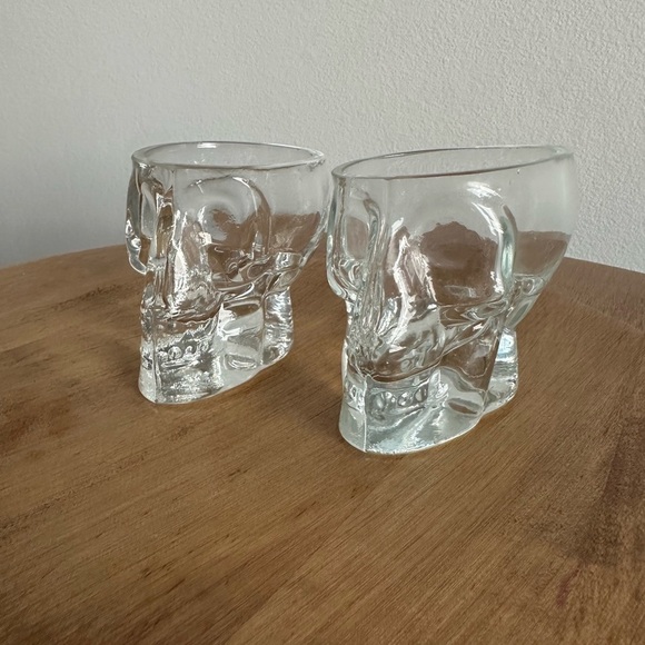 Crystal Glass Skull Head  Shot Glass- 2 Shot Glasses- 3 Oz. Each- Skeleton Head. - Picture 2 of 5
